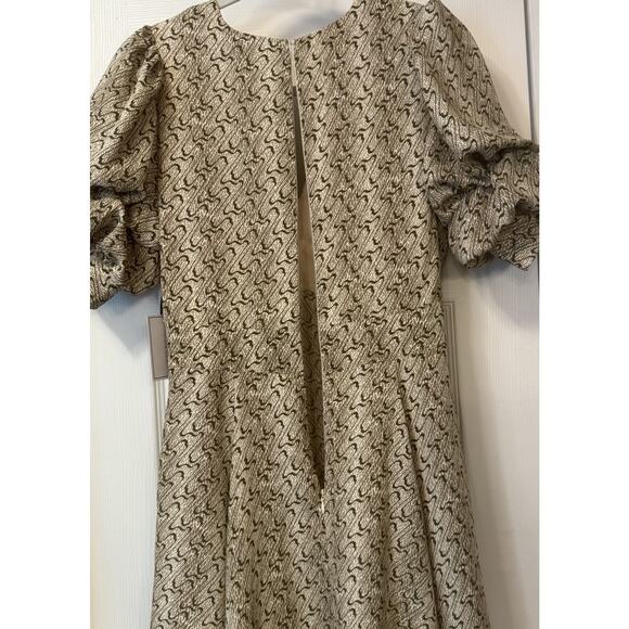 1.State NWT V-Neck Mini Dress Sz XS Oatmeal Bubble Puff Sleeve Hi-Low Hem Swing - Picture 10 of 16